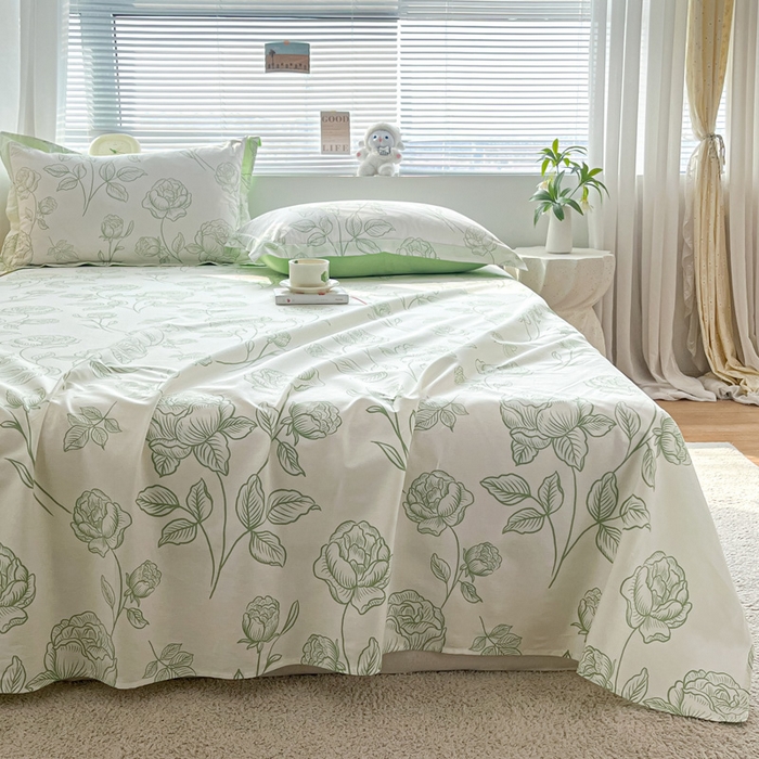 91家纺网 家纺一手货源 找家纺 涵宸家纺 2024新款全棉小清新印花单品套件--单床单 床单-晚风吟