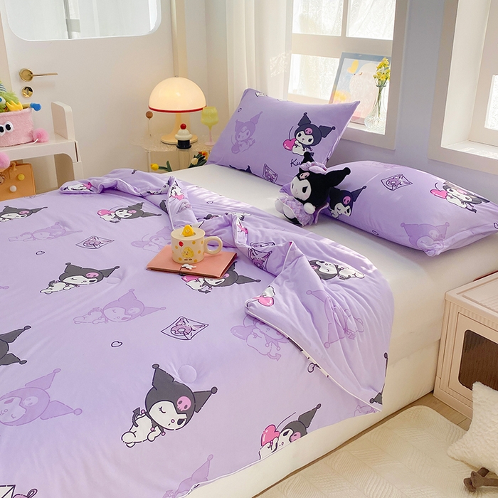 91家纺网 家纺一手货源 找家纺 DS-2025新款儿童卡通三丽鸥正版授权A类针织棉夏被系列 樱桃库洛米