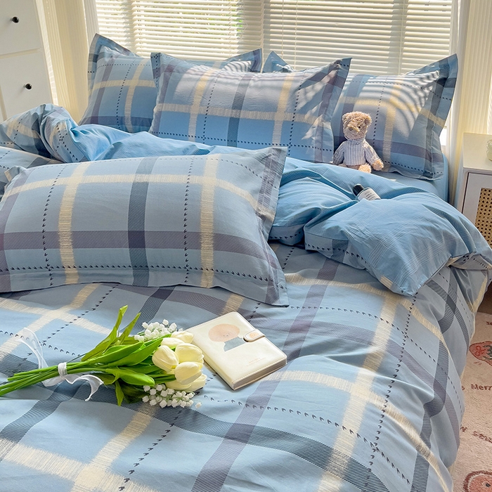 91家纺网 家纺一手货源 找家纺 大柏树 2025新款全棉13376印花四件套系列（可定制）-床单四件套 卡洛塔-蓝