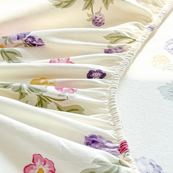 91家纺网 家纺一手货源 找家纺 涵宸家纺 2024新款全棉小清新印花单品套件--单床笠 床笠-樱桃可可