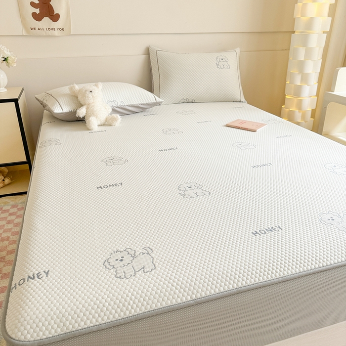 91家纺网 家纺一手货源 找家纺 慕尚家纺 2025新款卡通凉豆豆凉感冰丝席凉席 床笠款-小狗