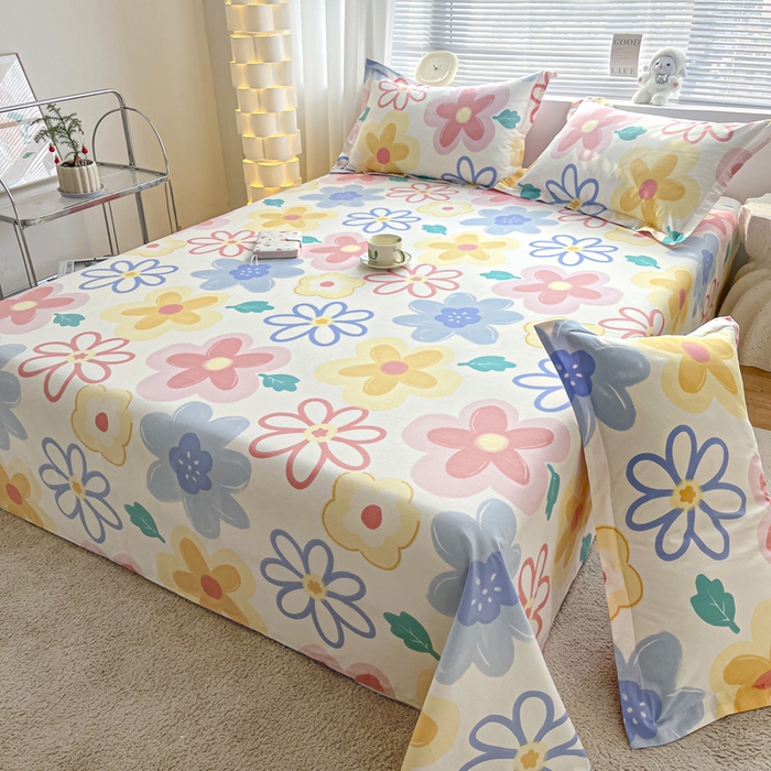 91家纺网 家纺一手货源 找家纺 涵宸家纺 2024新款全棉小清新印花单品套件--单床单 床单-爱恋