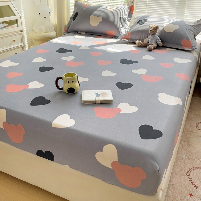 91家纺网 家纺一手货源 找家纺 大柏树 2025新款全棉13376印花四件套系列（可定制）-单床笠 小爱恋