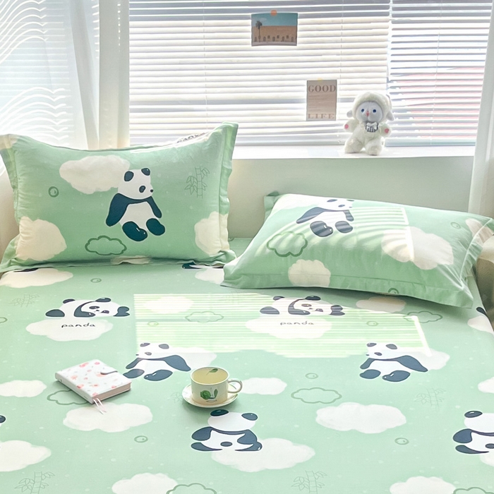 91家纺网 家纺一手货源 找家纺 涵宸家纺 2024新款全棉小清新印花单品套件--单枕套 枕套-云影熊