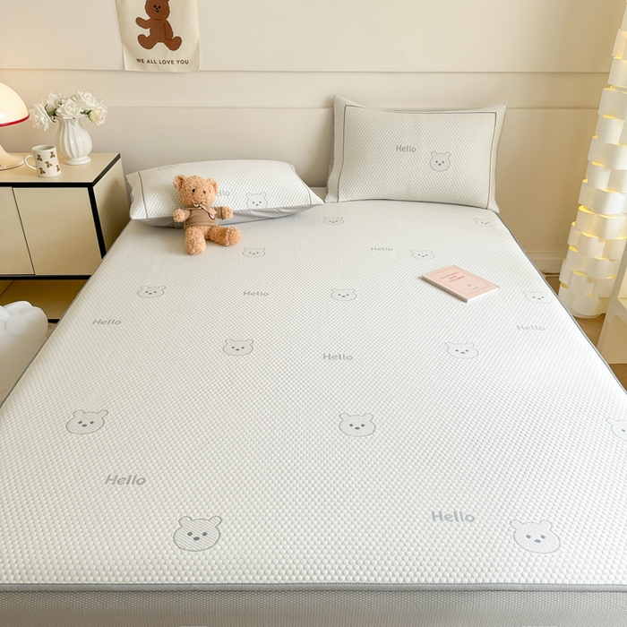 91家纺网 家纺一手货源 找家纺 慕尚家纺 2025新款卡通凉豆豆凉感冰丝席凉席 床笠款-小熊