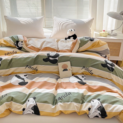 大柏树 2025新款全棉13376印花四件套系列（可定制）-单被套 功夫熊