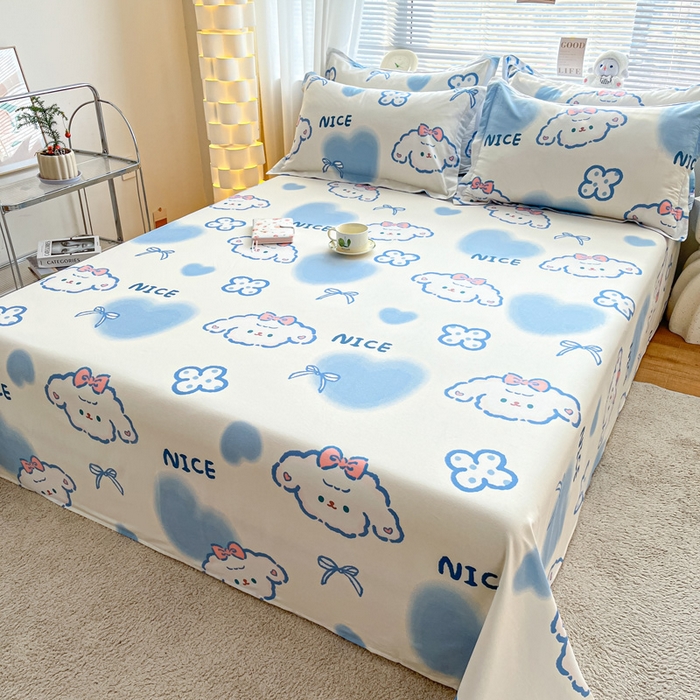 91家纺网 家纺一手货源 找家纺 涵宸家纺 2024新款全棉小清新印花单品套件--单床单 床单-玉桂兔