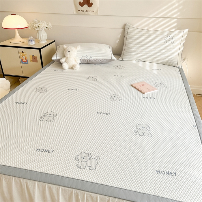 91家纺网 家纺一手货源 找家纺 慕尚家纺 2025新款卡通凉豆豆凉感冰丝席凉席 床席款-小狗