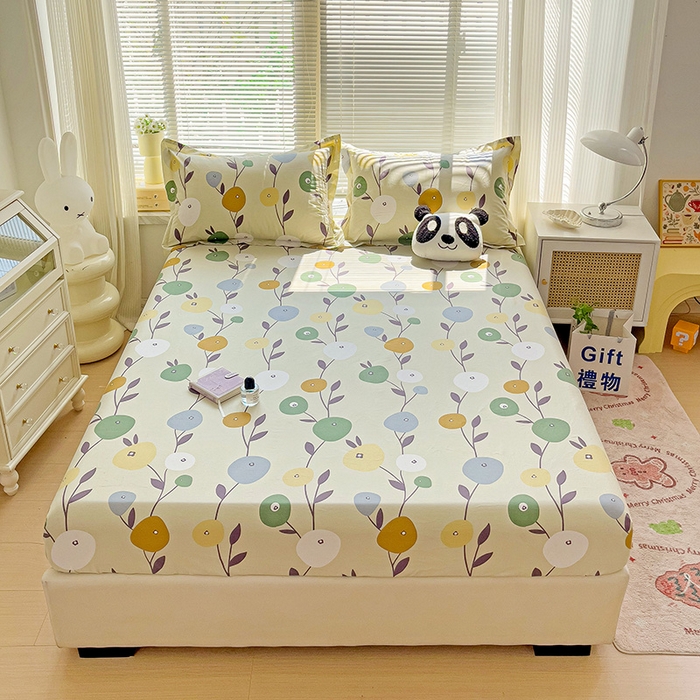 91家纺网 家纺一手货源 找家纺 大柏树 2025新款全棉13376印花四件套系列（可定制）-单床笠 娜然