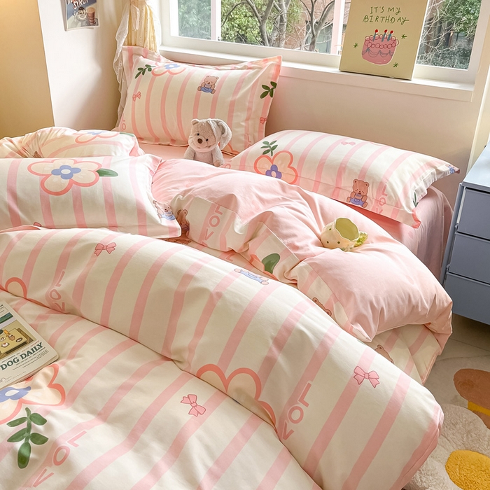 91家纺网 家纺一手货源 找家纺 涵宸家纺 2024新款全棉小清新印花单品套件--单被套 弗洛斯