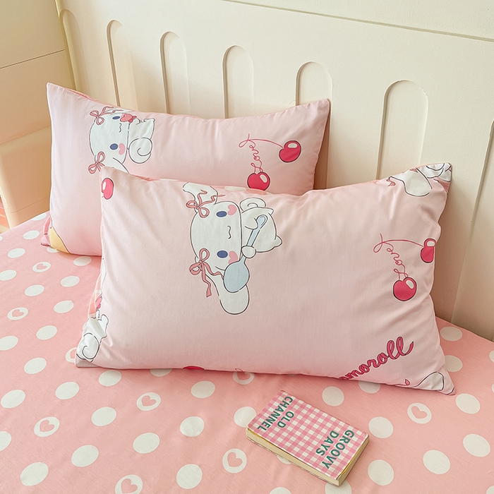 91家纺网 家纺一手货源 找家纺 博雅 2024新款全棉三丽鸥AB版活性印花四件套 粉色玉桂狗