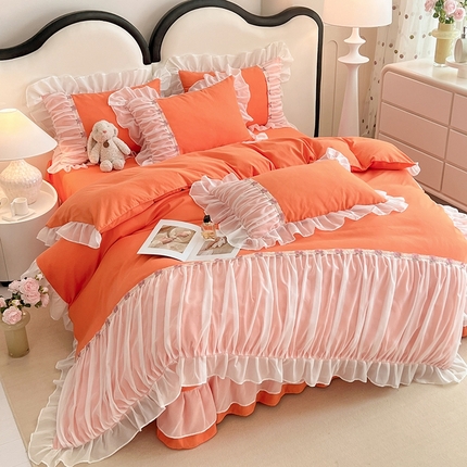 91家纺网 家纺一手货源 找家纺 （总）芭比蔓家纺 2024新款雪纺磨毛四件套-春色系列