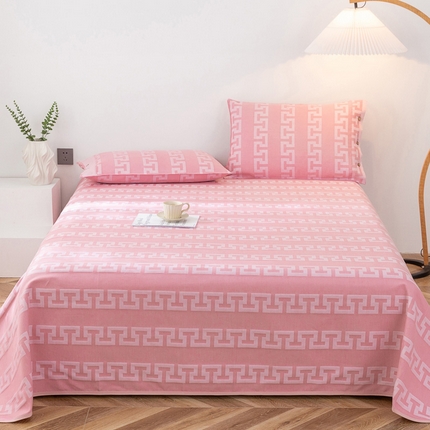 91家纺网 家纺一手货源 找家纺 金泰莱 2025新款全棉提花老粗布凉席三件套全棉床单纯棉床单软凉席 长城格-粉