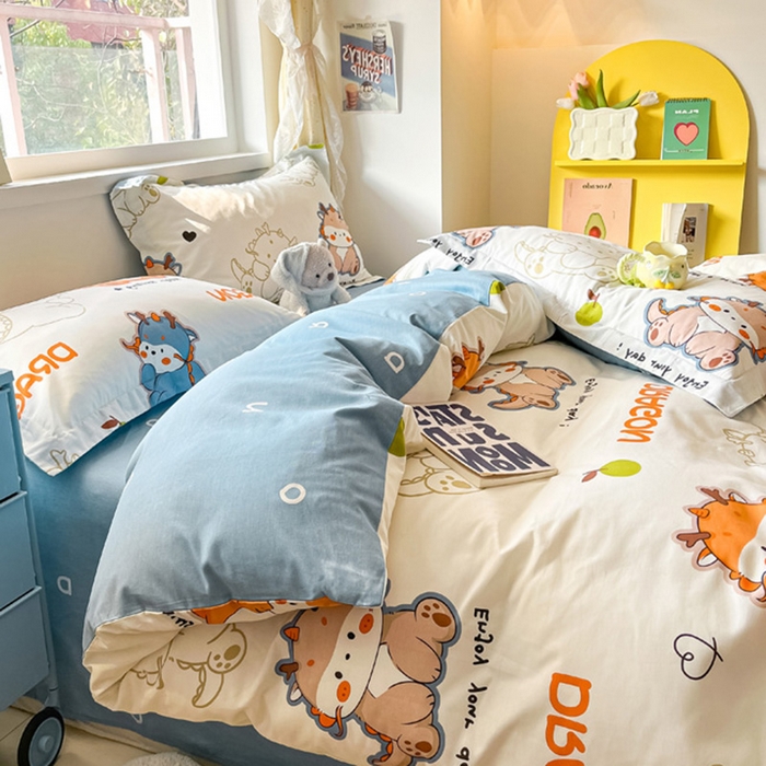 91家纺网 家纺一手货源 找家纺 涵宸家纺 2024新款全棉小清新印花单品套件--单被套 龙先生