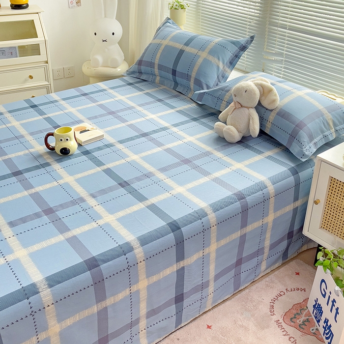 91家纺网 家纺一手货源 找家纺 大柏树 2025新款全棉13376印花四件套系列（可定制）-单床单 卡洛塔-蓝