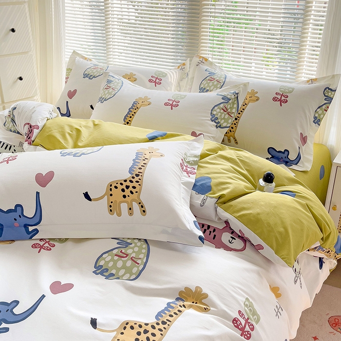 91家纺网 家纺一手货源 找家纺 大柏树 2025新款全棉13376印花四件套系列（可定制）-床单四件套 爱乐儿