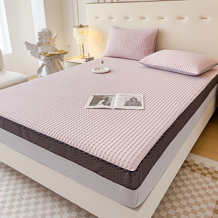 91家纺网 家纺一手货源 找家纺 邦妮家纺 2024新款A类凉感丝床笠凉席床垫30公分内可用 凉感-粉