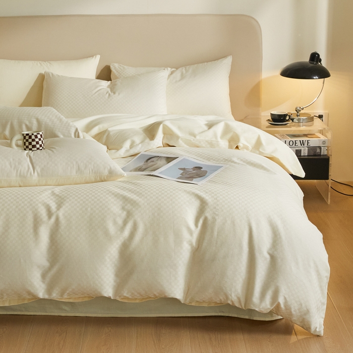 91家纺网 家纺一手货源 找家纺 涵宸家纺 2024新款全棉提花四件套-菲比 菲比-珍珠白