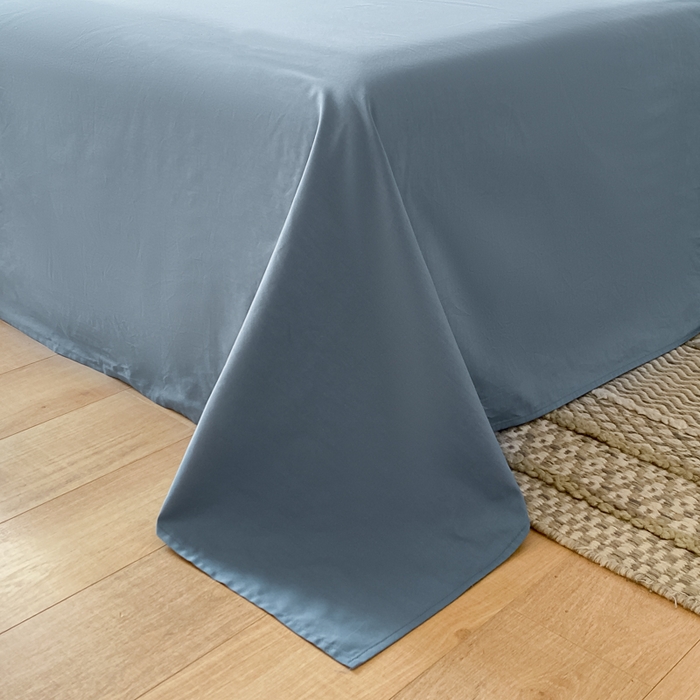 91家纺网 家纺一手货源 找家纺 芊寻家居 2024新款13372全棉纯色四件套无印良品风简约套件 奶白-深蓝