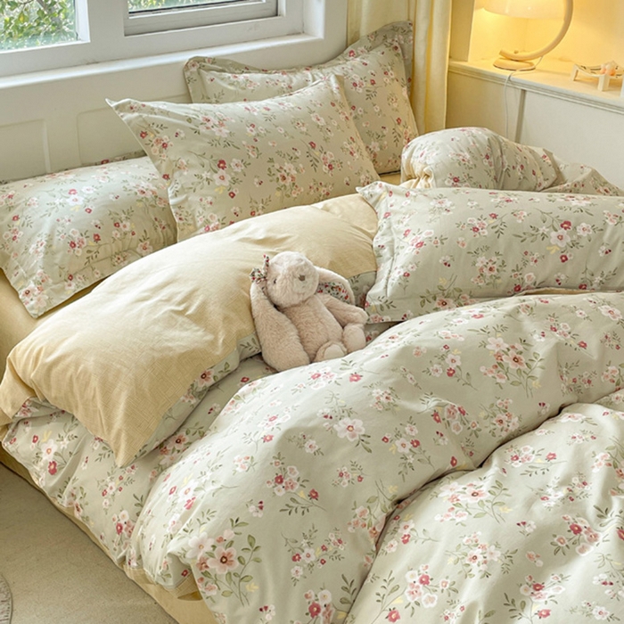 91家纺网 家纺一手货源 找家纺 涵宸家纺 2024新款全棉小清新印花单品套件--单被套 浅香