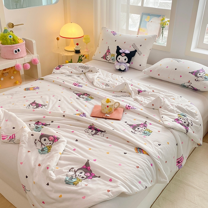 91家纺网 家纺一手货源 找家纺 DS-2025新款儿童卡通三丽鸥正版授权A类针织棉夏被系列 薯条库洛米