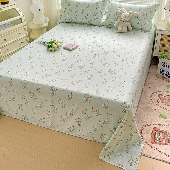 91家纺网 家纺一手货源 找家纺 大柏树 2025新款全棉13376印花四件套系列（可定制）-单床单 浅沫