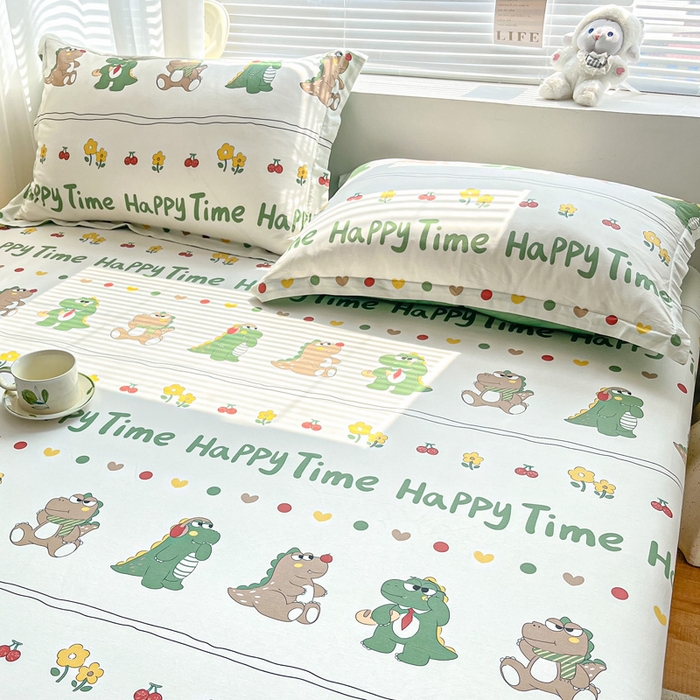 91家纺网 家纺一手货源 找家纺 涵宸家纺 2024新款全棉小清新印花单品套件--单枕套 枕套-功夫龙仔