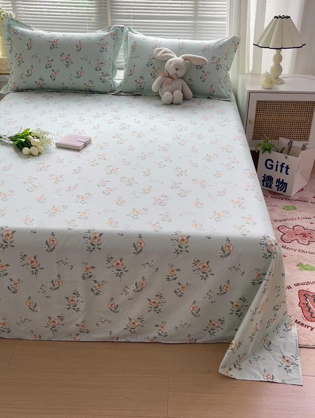 91家纺网 家纺一手货源 找家纺 大柏树 2025新款全棉13376印花四件套系列（可定制）-单床单 浅沫