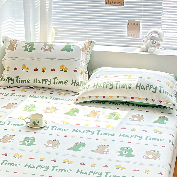 91家纺网 家纺一手货源 找家纺 涵宸家纺 2024新款全棉小清新印花单品套件--单枕套 枕套-功夫龙仔