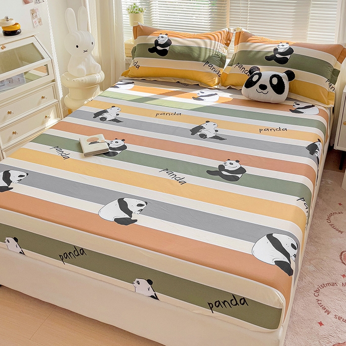 91家纺网 家纺一手货源 找家纺 大柏树 2025新款全棉13376印花四件套系列（可定制）-单床笠 功夫熊