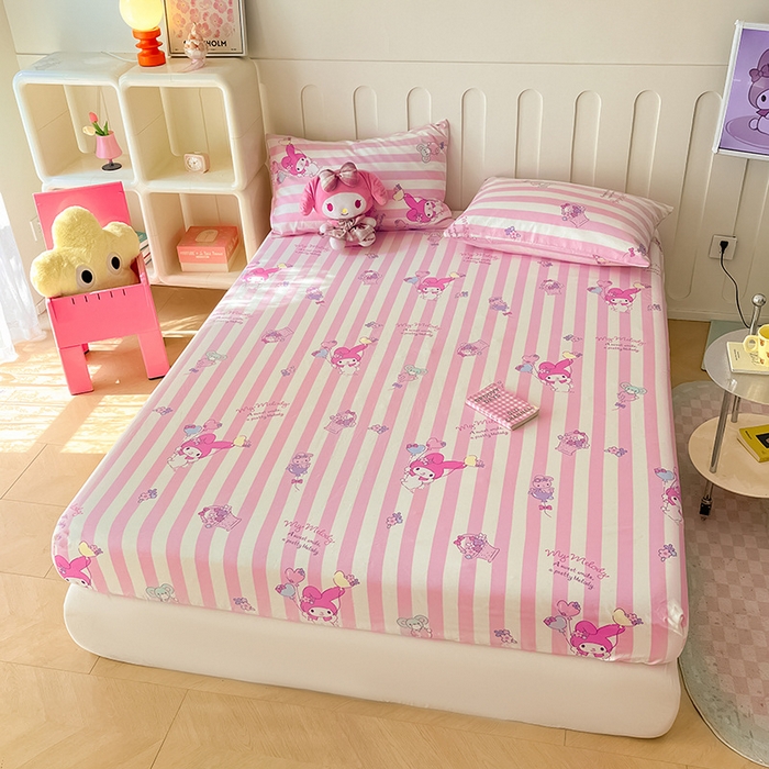 91家纺网 家纺一手货源 找家纺 博雅 2024新款三丽鸥正版授权全棉活性印花单床笠 气球美乐蒂