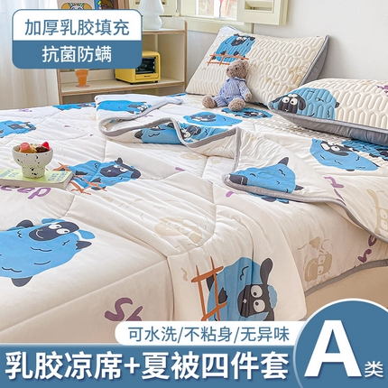 布卢姆床垫 2025新款A类凉感丝数码印花夏被凉席四件套 小羊肖恩