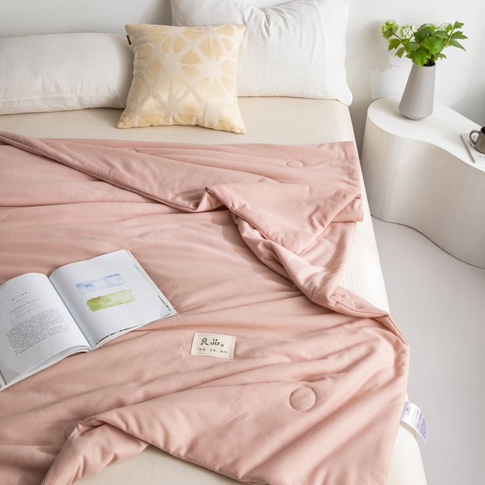 91家纺网 家纺一手货源 找家纺 慕尚家纺 2025新款针织棉华夫格夏被 华夫格 pink粉