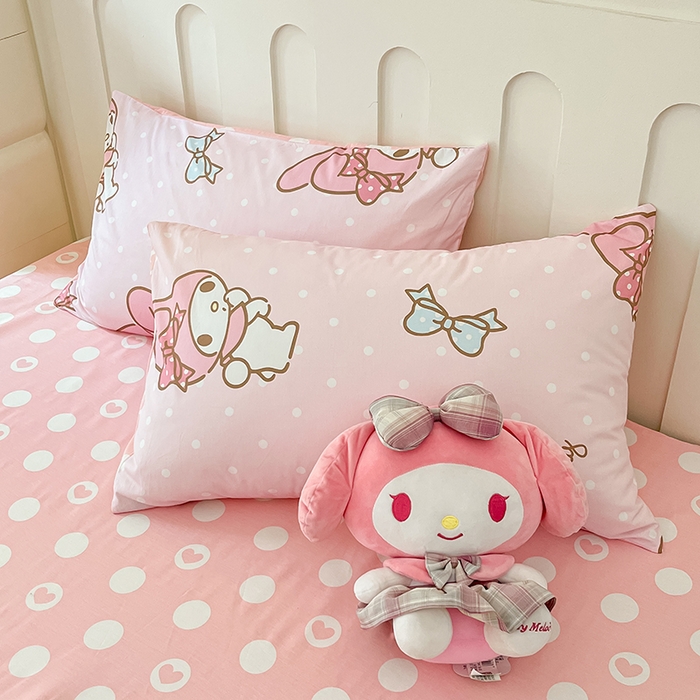 91家纺网 家纺一手货源 找家纺 博雅 2024新款全棉三丽鸥AB版活性印花四件套 点点美乐蒂