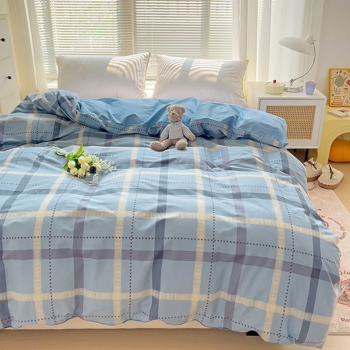 91家纺网 家纺一手货源 找家纺 大柏树 2025新款全棉13376印花四件套系列（可定制）-单被套 卡洛塔-蓝