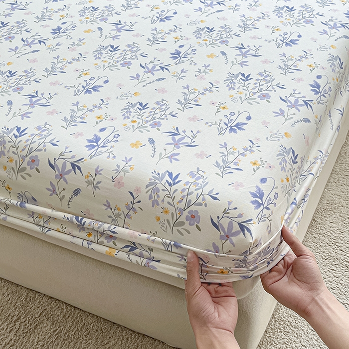 91家纺网 家纺一手货源 找家纺 涵宸家纺 2024新款全棉小清新印花单品套件--单床笠 床笠-云梦泽