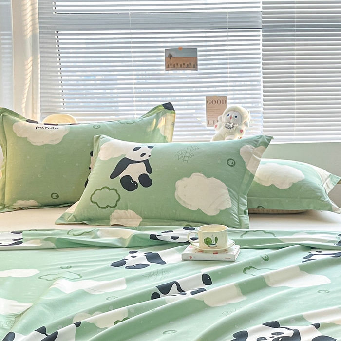 91家纺网 家纺一手货源 找家纺 涵宸家纺 2024新款全棉小清新印花单品套件--单枕套 枕套-云影熊