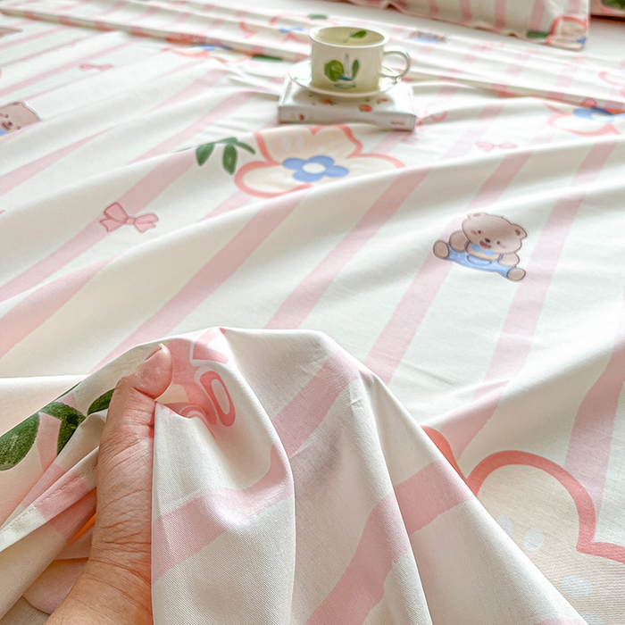 91家纺网 家纺一手货源 找家纺 涵宸家纺 2024新款全棉小清新印花单品套件--单床单 床单-弗洛斯