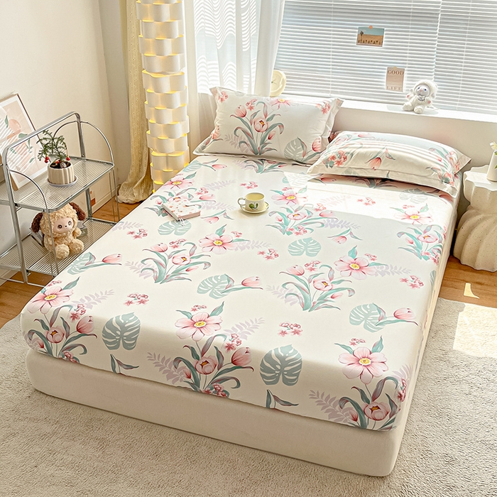 91家纺网 家纺一手货源 找家纺 涵宸家纺 2024新款全棉小清新印花单品套件--单床笠 床笠-长歌行