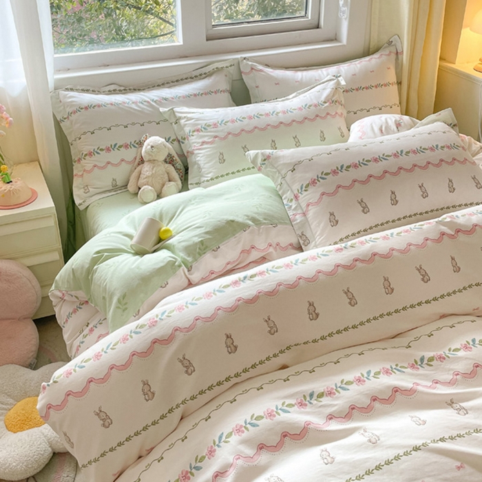 91家纺网 家纺一手货源 找家纺 涵宸家纺 2024新款全棉小清新印花单品套件--单被套 辛德瑞拉