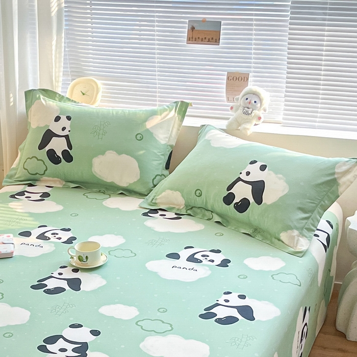 91家纺网 家纺一手货源 找家纺 涵宸家纺 2024新款全棉小清新印花单品套件--单枕套 枕套-云影熊