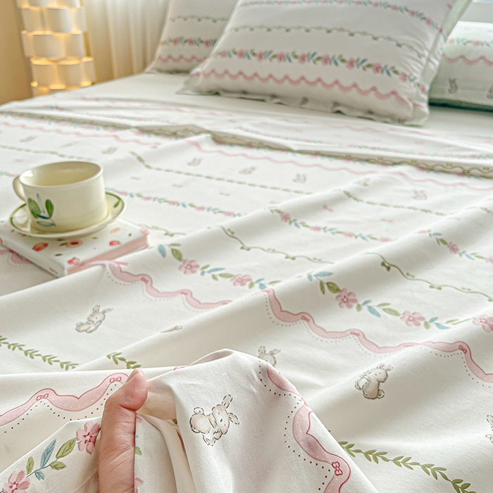 91家纺网 家纺一手货源 找家纺 涵宸家纺 2024新款全棉小清新印花单品套件--单床单 床单-辛德瑞拉