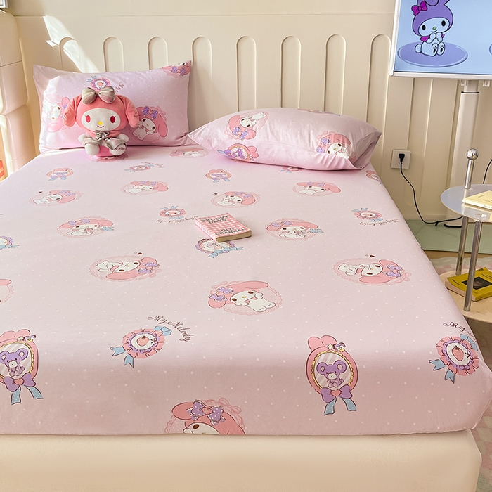 91家纺网 家纺一手货源 找家纺 博雅 2024新款三丽鸥正版授权全棉活性印花单床笠 少女美乐蒂