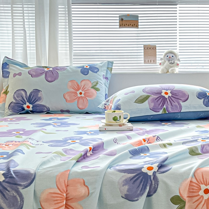 91家纺网 家纺一手货源 找家纺 涵宸家纺 2024新款全棉小清新印花单品套件--单枕套 枕套-花季