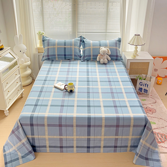 91家纺网 家纺一手货源 找家纺 大柏树 2025新款全棉13376印花四件套系列（可定制）-单床单 卡洛塔-蓝