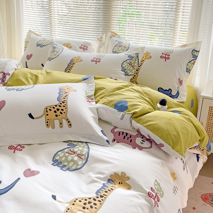 91家纺网 家纺一手货源 找家纺 大柏树 2025新款全棉13376印花四件套系列（可定制）-床单四件套 爱乐儿