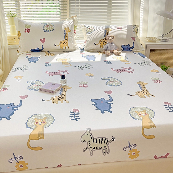 91家纺网 家纺一手货源 找家纺 大柏树 2025新款全棉13376印花四件套系列（可定制）-单床笠 爱乐儿