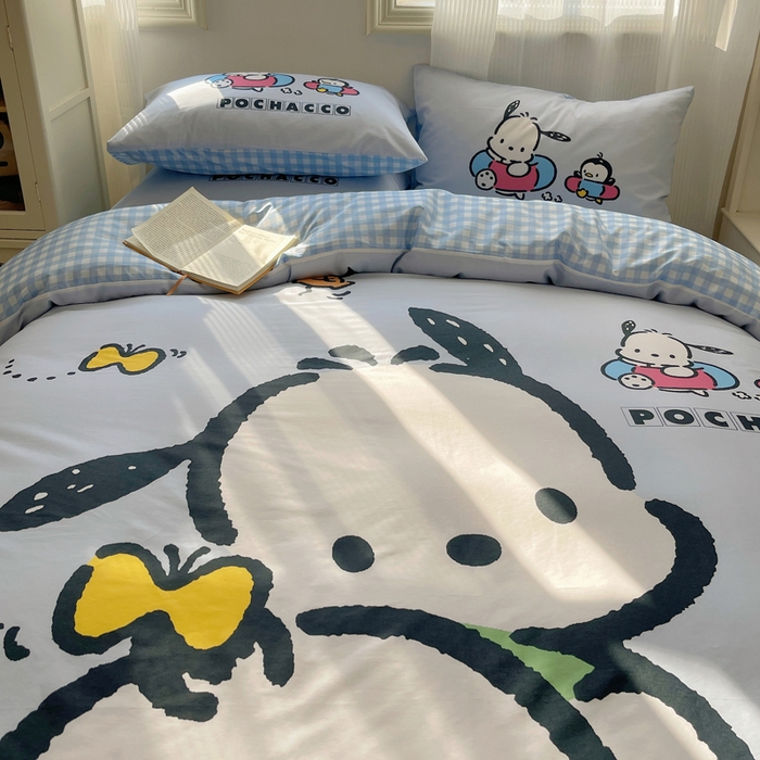 91家纺网 家纺一手货源 找家纺 星座 2025大版全棉三丽鸥四件套 快乐帕恰狗