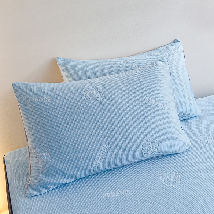 91家纺网 家纺一手货源 找家纺 邦妮家纺 2024新款A类凉感丝床笠凉席床垫30公分内可用 花语-天蓝