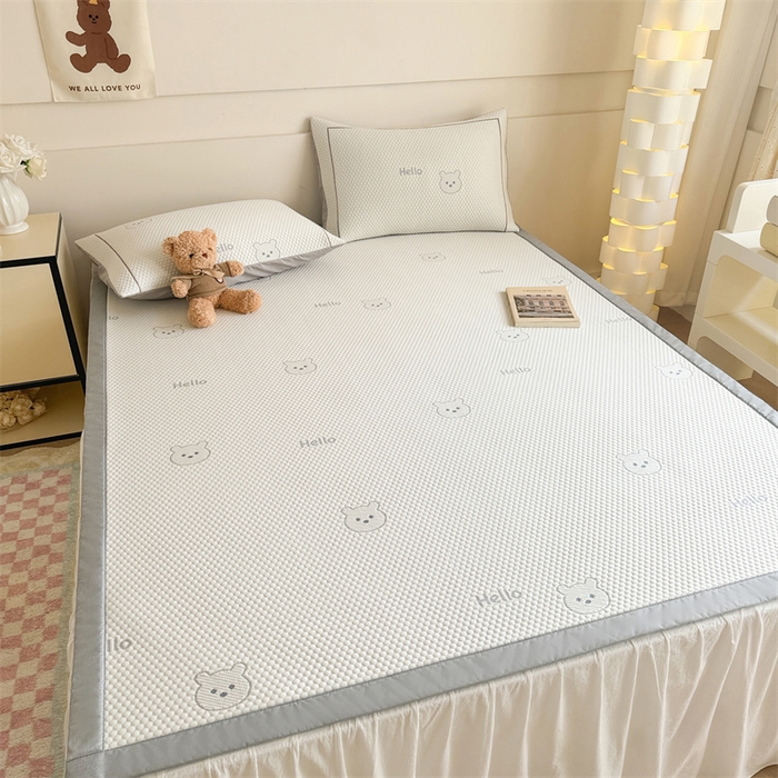 91家纺网 家纺一手货源 找家纺 慕尚家纺 2025新款卡通凉豆豆凉感冰丝席凉席 床席款-小熊